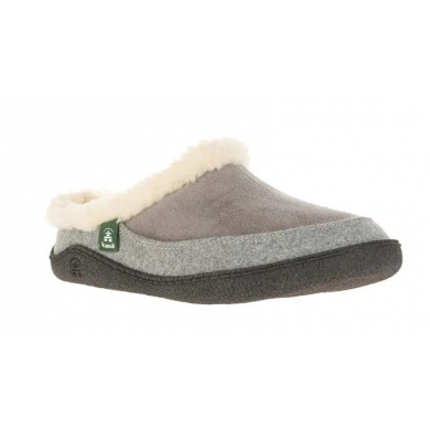 Kamik Slippers Nutmeg Micro-Suede and Flannel Grey Women