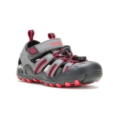 Kamik Sandal Crab (waterproof synthetic leather) charcoal grey/red children