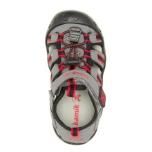 Kamik Sandal Crab (waterproof synthetic leather) charcoal grey/red children