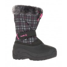 Kamik Winter Shoes Mini - seam-sealed nylon, faux fur snow collar, water repellent - black/pink Children