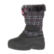 Kamik Winter Shoes Mini - seam-sealed nylon, faux fur snow collar, water repellent - black/pink Children