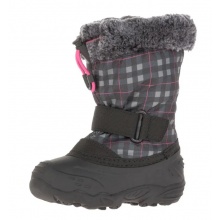 Kamik Winter Shoes Mini (seam-sealed nylon, faux fur snow collar, water-repellent) black/pink toddlers