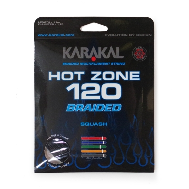 Karakal Squash String Hot Zone Braided 120 (Power+Control) 1.20mm black 11m Set