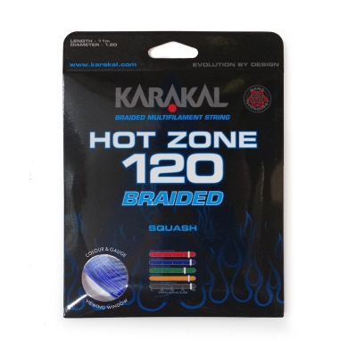 Karakal Squash String Hot Zone Braided 120 (Power+Control) 1.20mm blue 11m Set