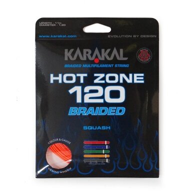 Karakal Squash String Hot Zone Braided 120 (Power+Control) 1.20mm orange 11m Set