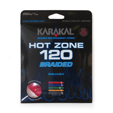 Karakal Squash String Hot Zone Braided 120 (Power+Control) 1.20mm red 11m Set