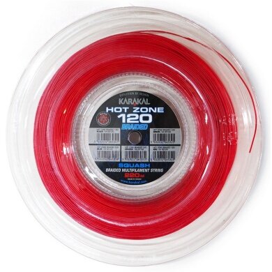 Karakal Squash String Hot Zone Braided 120 (Power+Control) red 220m roll