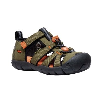 Keen Sandal Seacamp II CNX (Synthetic/Textile, Quick lacing system with Velcro fastener) olive green toddlers