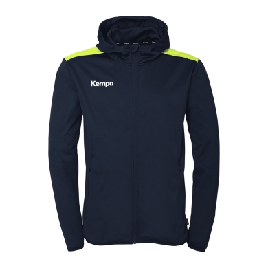 Kempa Hooded Jacket Emotion 27 Full-Zip (comfortable wearing experience) navy blue/yellow men's