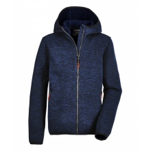 Killtec Knitted Fleece Jacket with Hood - warm, cosy - royal blue Kids