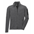 Killtec Knitted Fleece Jacket Kow 136 with Stand-up Collar in Herringbone Look - 2-Way Stretch - Grey Men