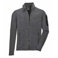 Killtec Knitted Fleece Jacket Kow 136 with Stand-up Collar in Herringbone Look - 2-Way Stretch - Grey Men