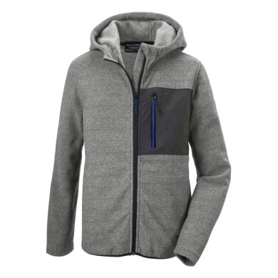 Killtec Knit Fleece Jacket Kow 200 with Hood (warm, Midlayer) light grey Kids