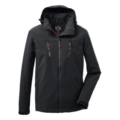 Killtec Softshell jacket with detachable hood (fleece lining, water-repellent) black Men