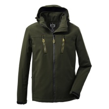 Killtec Softshell Jacket with Detachable Hood (Fleece Lining, Water-Repellent) Dark Olive Green Men