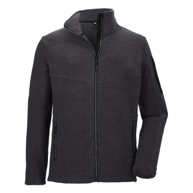 Killtec Knitted Fleece Jacket Kow 28 with Stand-up Collar (high wearing comfort) dark grey Men