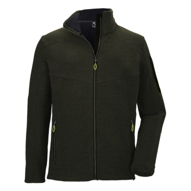 Killtec Knitted Fleece Jacket Kow 28 with Stand-up Collar (high wearing comfort) dark olive green Men