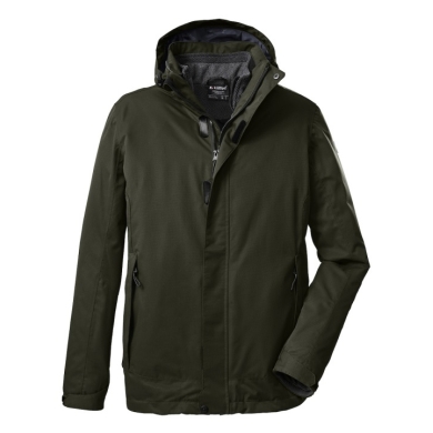 Killtec 3in1 Winter Jacket with detachable hood and zip-in fleece jacket (water/windproof) dark olive green Men