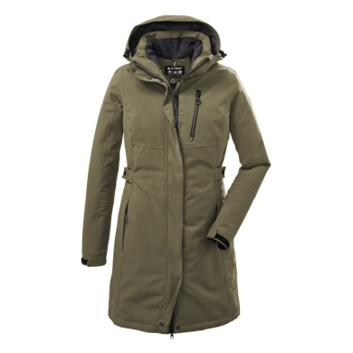 Killtec winter coat with detachable hood (waterproof and windproof, parka) olive green women