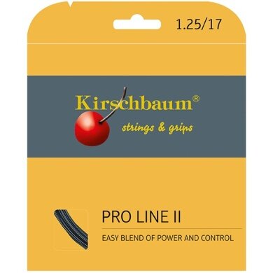 Stringing with tennis string Kirschbaum Pro Line No II (Durability+Control) black