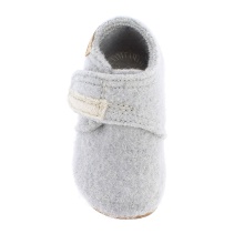 Living Kitzbuhel Slippers Velcro Model Felt (100% Pure New Wool) Plain Kids Light Grey Toddlers (27-30)