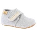 Living Kitzbuhel Slippers Velcro Model Felt (100% Pure New Wool) Plain Kids Light Grey Toddlers (27-30)