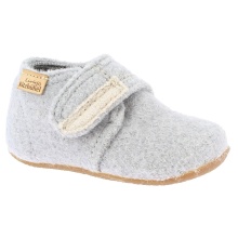 Living Kitzbuhel Slippers Velcro Model Felt (100% Pure New Wool) Plain Kids Light Grey Toddlers (27-30)