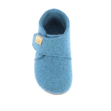 Living Kitzbühel Slippers Velcro Model Felt (Wool) - high shaft - Plain Kids Blue Toddlers (18-26)