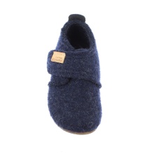 Living Kitzbühel Slippers Velcro Model Velour Leather Cap Felt (Merino Wool) Kids Navy Blue Toddlers (27-30)