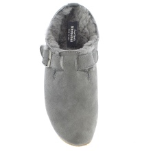 Living Kitzbühel Leather Slippers Premium with Lambswool Steel Grey House Shoes (Size 36-40)