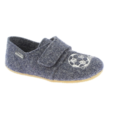 Living Kitzbuhel Velcro Model Felt Football Stick (recycled wool) dark blue Children's Slippers