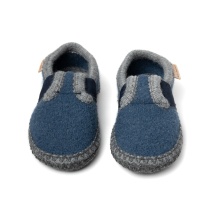 Living Kitzbühel Slippers T-Model with Crochet Decoration Blue Toddler/Child