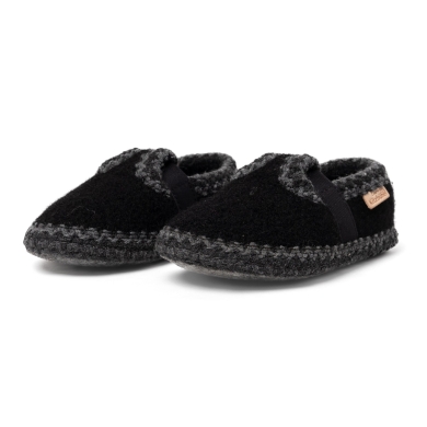 Living Kitzbühel Slippers T-Model with Crochet Decoration Black Toddlers/Children