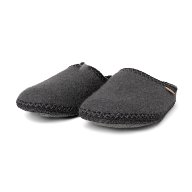 Living Kitzbühel Slippers with Crochet Decoration (Pure Wool) Grey Men