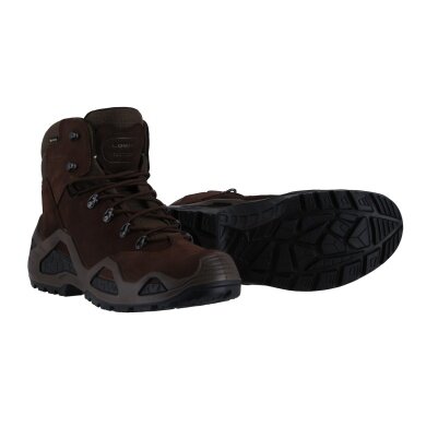 Lowa Military Boots Work Shoes Z-6N GTX C (Nubuck leather, waterproof) dark brown Men