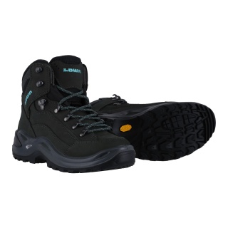 Lowa Hiking Boots Renegade Mid GTX (All-Terrain, Nubuck leather, waterproof) asphalt grey/turquoise Women