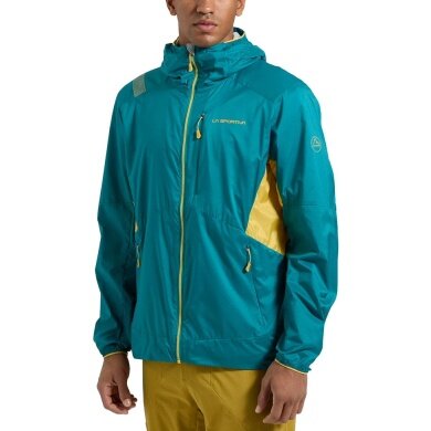 La Sportiva hiking jacket Across Lite (insulated jacket, windproof, breathable) teal blue/yellow Men