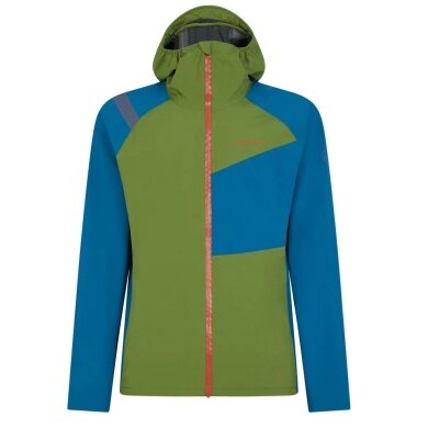 La Sportiva Trail Running Jacket Run (lightweight, water-repellent, maximum freedom of movement) green/space blue Men