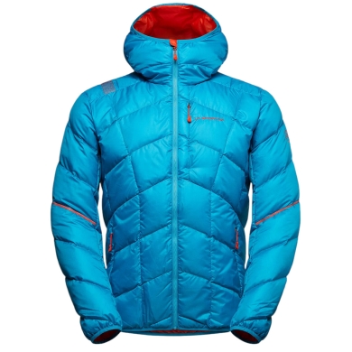 La Sportiva Pinnacle Down Winter Jacket (lightweight, thermal insulation, ski touring) tropic blue/cherry red men's