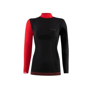 Lenz Functional Underwear Long Sleeve Shirt Merino 6.0 Stand-up Collar Black/Red Women