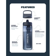 LifeStraw Go Series Water Bottle with Water Filter, Closure with Silicone Mouthpiece, BPA Free Black - 650 ml