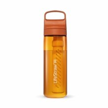 LifeStraw Go Series Water Bottle with Water Filter, Silicone Mouthpiece Cap, BPA Free Orange - 650 ml