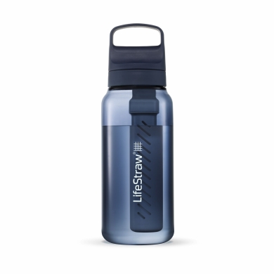 LifeStraw Go Series Water Bottle with Water Filter, Closure with Silicone Mouthpiece, BPA Free Dark Blue - 1 Litre