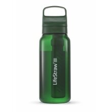 LifeStraw Go Series Water Bottle with Water Filter, Silicone Mouthpiece Cap, BPA Free Green - 1 Litre