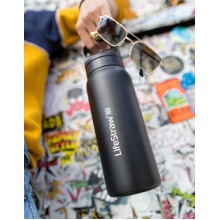 LifeStraw Go Series Stainless Steel Water Bottle with Water Filter, Lid with Silicone Mouthpiece BPA Free Black - 1 Litre