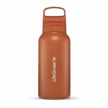 LifeStraw Go Series Stainless Steel Water Bottle with Water Filter, Lid with Silicone Mouthpiece BPA free orange - 1 Litre