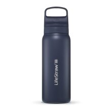 LifeStraw Go Series Stainless Steel Water Bottle with Water Filter, Cap with Silicone Mouthpiece BPA Free Sea Blue - 700 ml