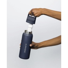 LifeStraw Go Series Stainless Steel Water Bottle with Water Filter, Cap with Silicone Mouthpiece BPA Free Sea Blue - 700 ml