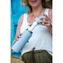 LifeStraw Go Series Stainless Steel Water Bottle with Water Filter, Silicone Mouthpiece Cap, BPA Free Light Blue - 530 ml