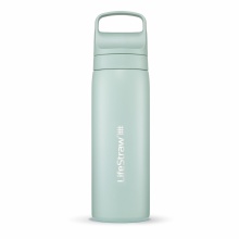 LifeStraw Go Series Stainless Steel Water Bottle with Water Filter, Silicone Mouthpiece Cap, BPA Free Light Green - 530 ml